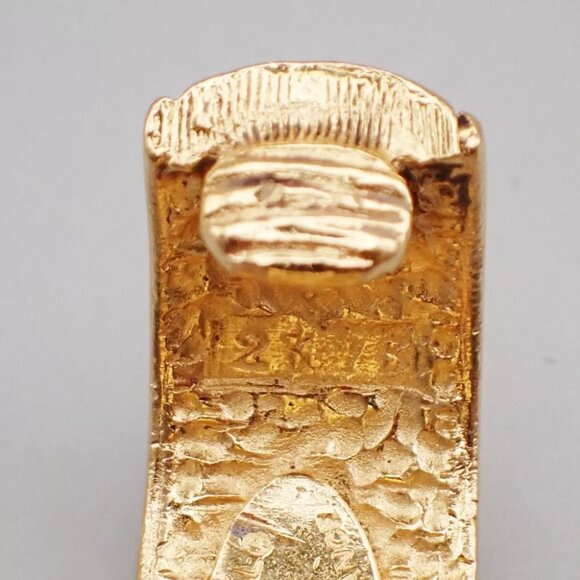 CHANEL Logo Matelasse Round Drop Earrings Clip-On Gold France 82RL068 - Picture 5 of 14